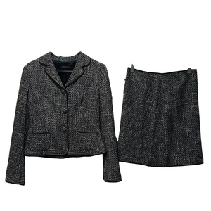 Elie Tahari Black, White and Blue Tweed Virgin Wool Blazer & Pencil Skirt Set
